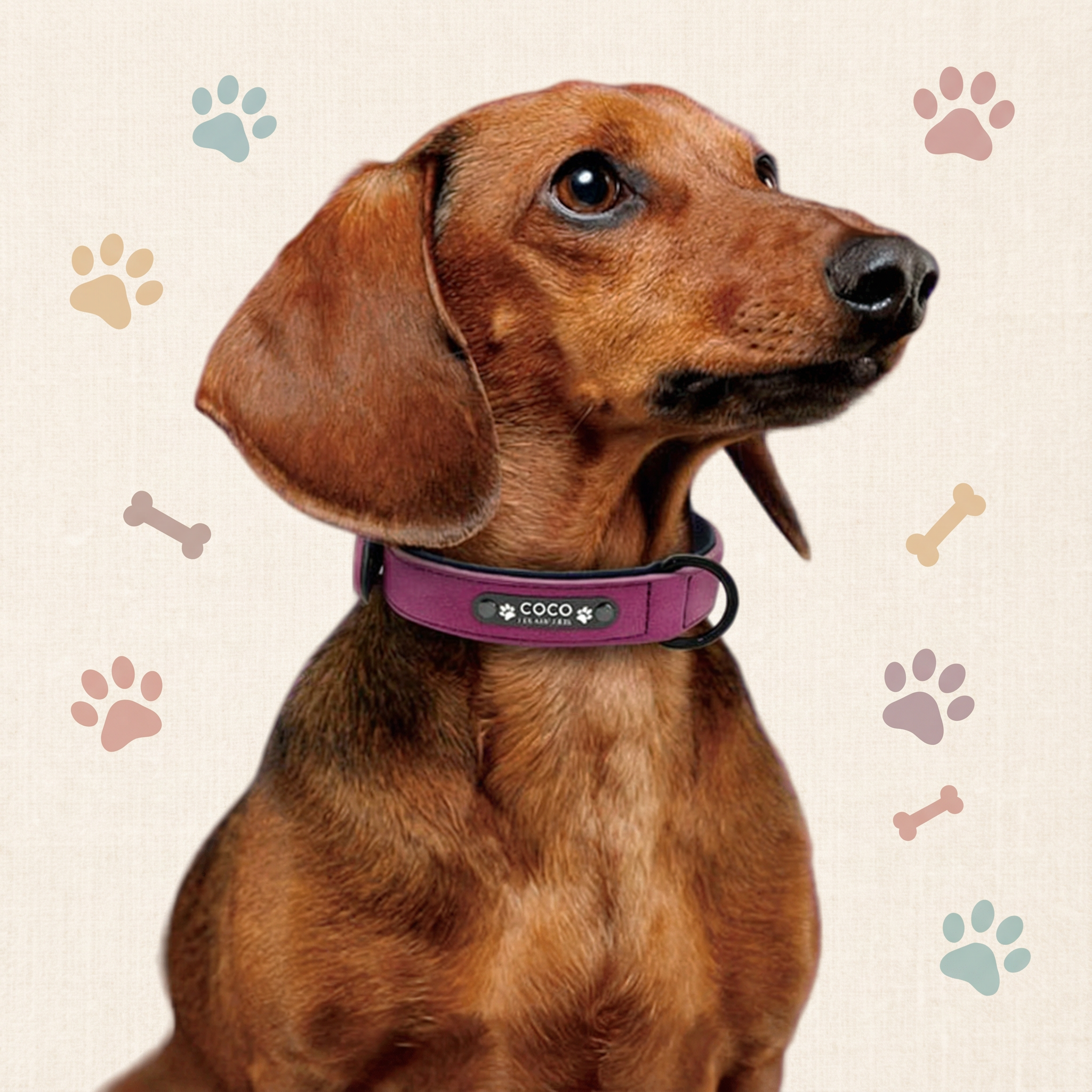 Double-Layer Leather Adjustable Dog Collar – Personalized Pet ID Tag, Small & Medium Dogs