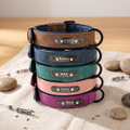 Double-Layer Leather Adjustable Dog Collar – Personalized Pet ID Tag, Small & Medium Dogs